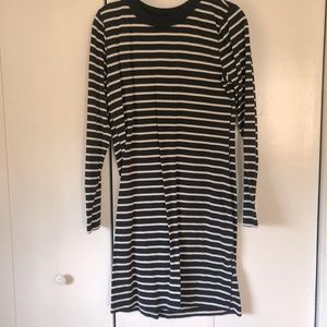 Navy and white stripe long sleeve dress